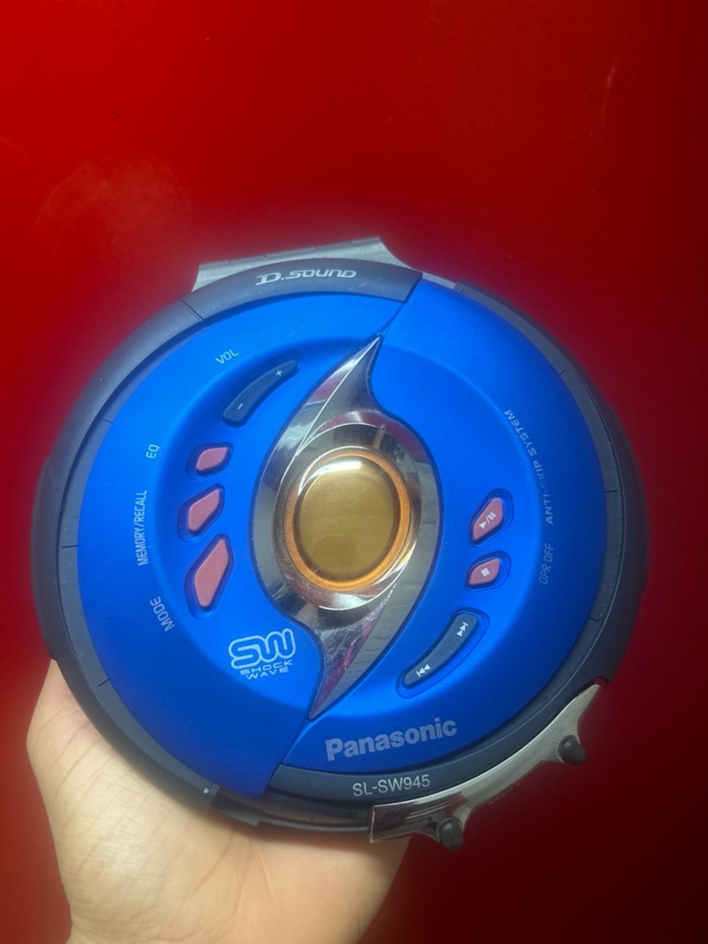 Panasonic Blue Portable CD Player SL-SW945 with Gold Accent